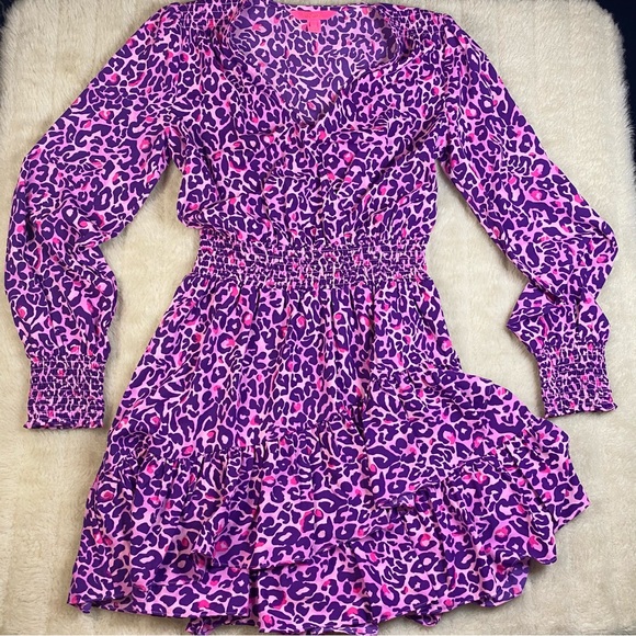 Lilly Pulitzer Dresses & Skirts - Lilly Pulitzer Cheetah Print Long Sleeve Dress.   EUC